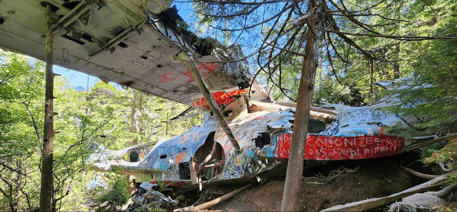 The Canso bomber wreckage — still lying where it fell in February 1945